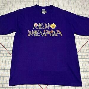 Vintage Reno Nevada Single Stitch Floral T Shirt Purple Short Sleeve Size Large